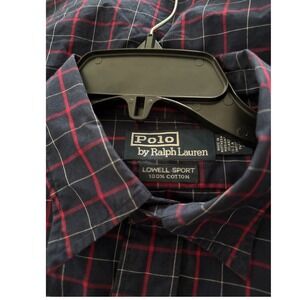 Mans Polo Ralph Lauren Large Lowell Sport Navy Plaid Long Sleeve Button Up Shirt